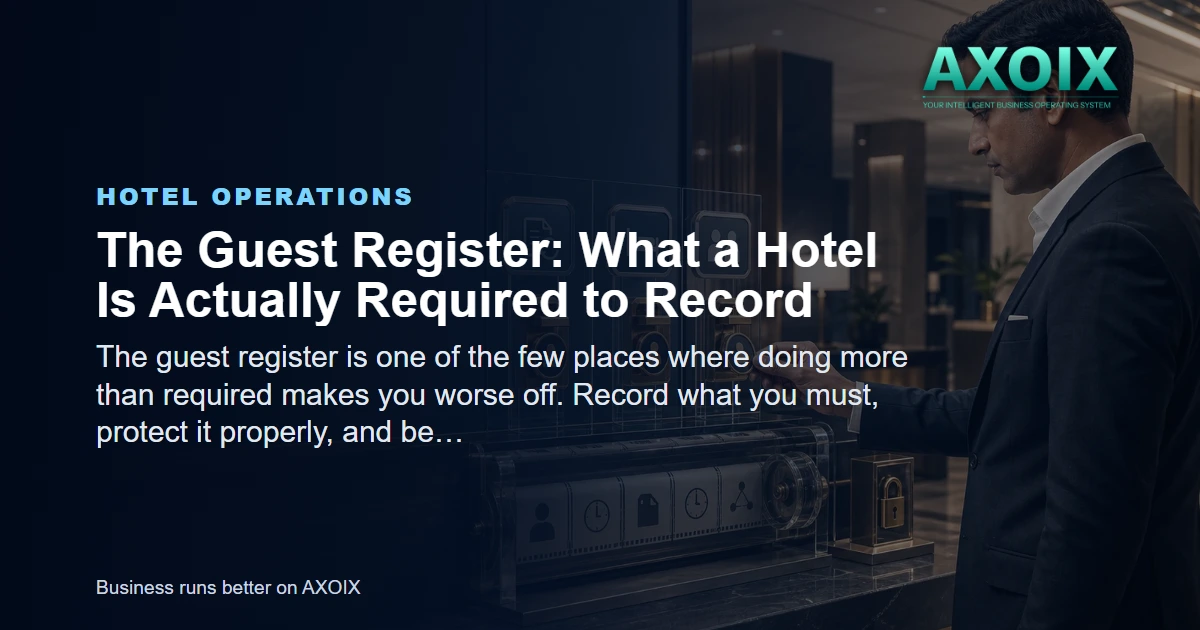A guest register recorded once and held securely