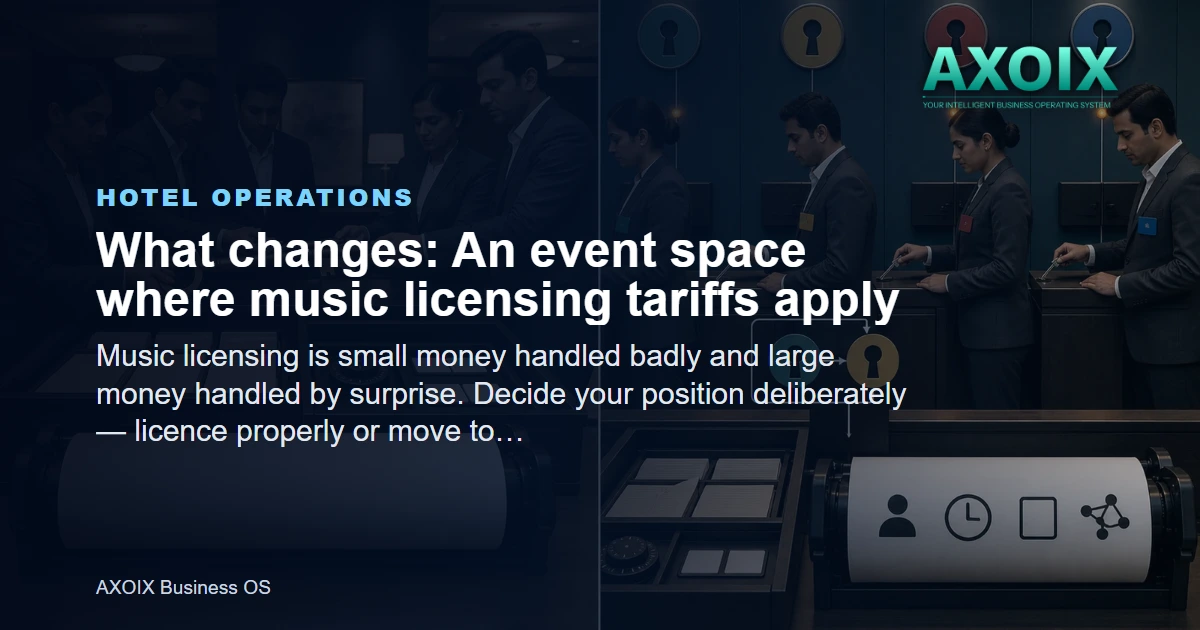 An event space where music licensing tariffs apply
