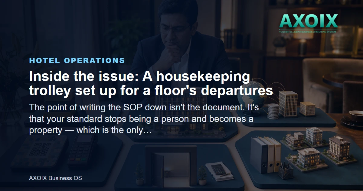 A housekeeping trolley set up for a floor's departures