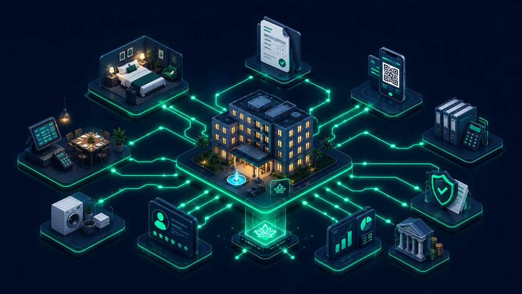 Hotel checkout automatically creating GST invoice, accounting entries and compliance records.