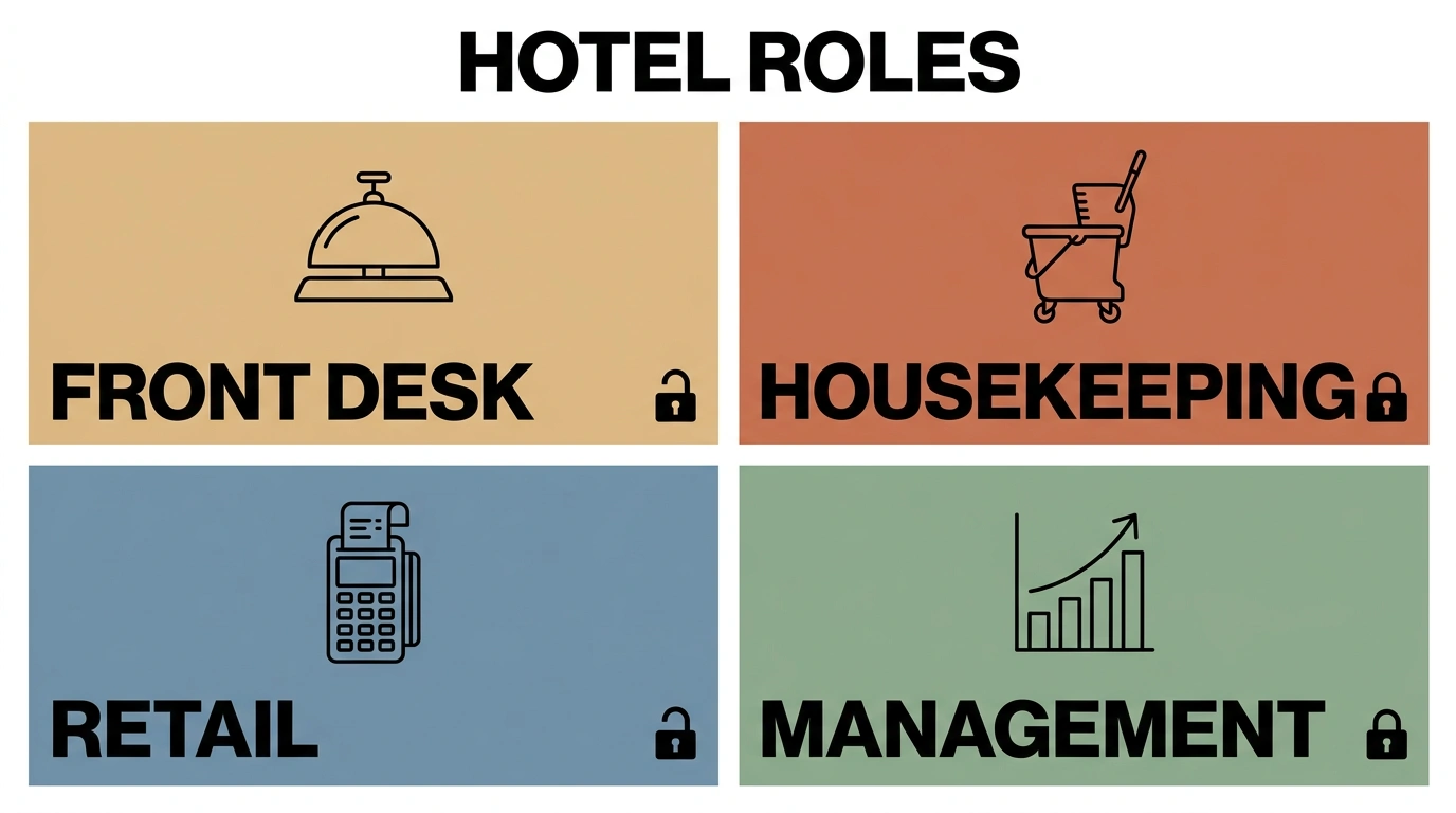 Hotel staff role-based access control by job
