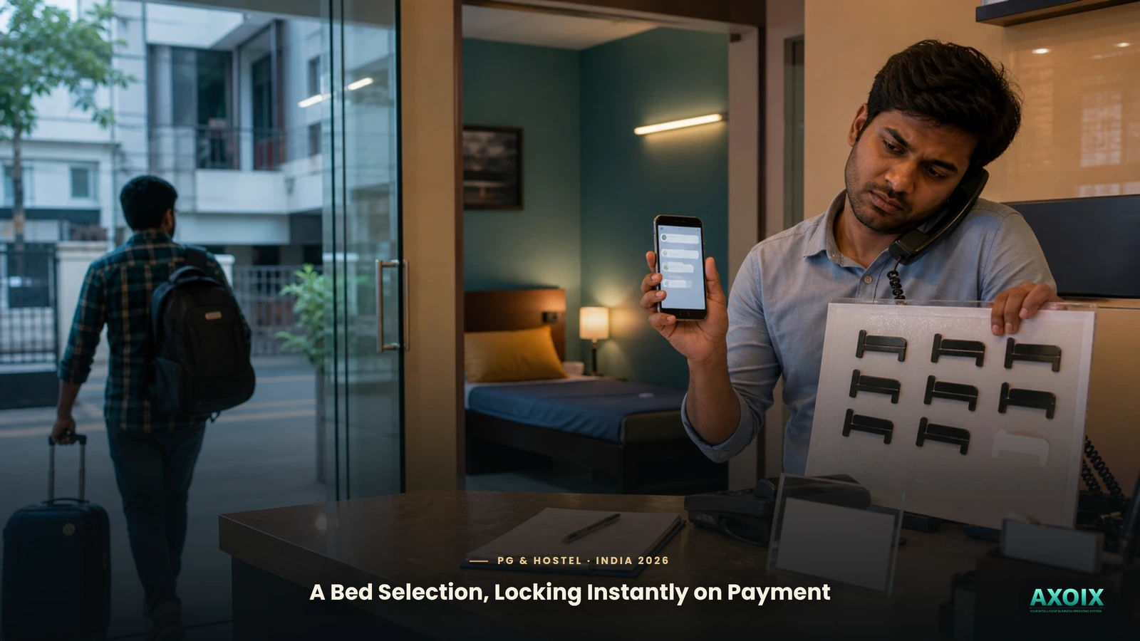 A prospective tenant's bed selection locking instantly on payment