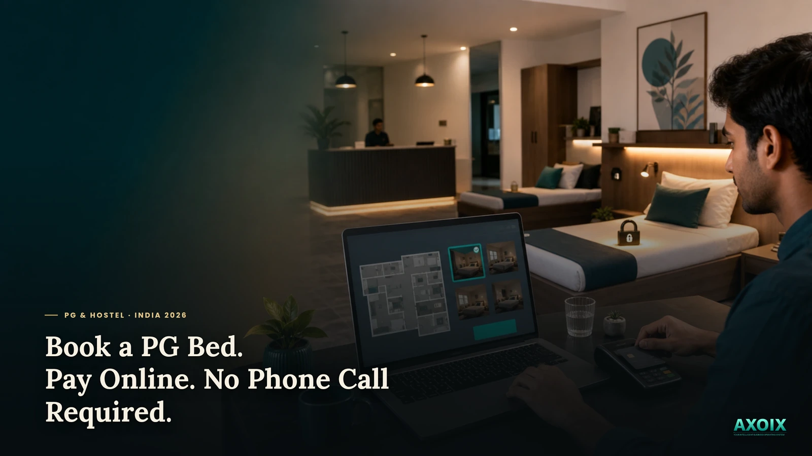 A PG bed booked and paid for online, confirmation and key ready