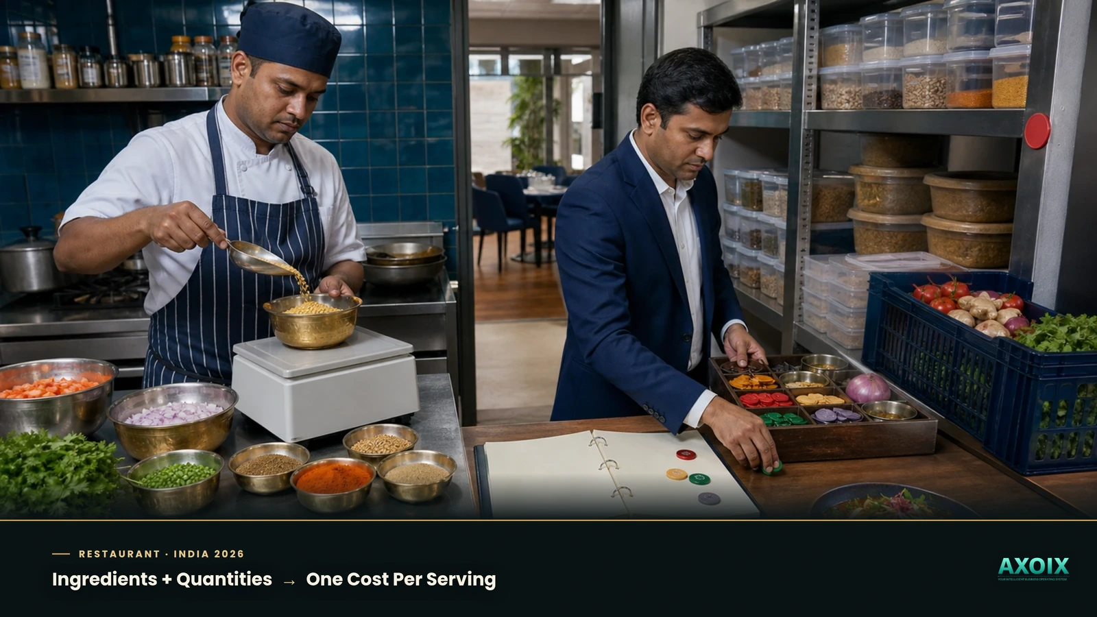 Ingredient quantities and costs combining into one calculated cost per serving