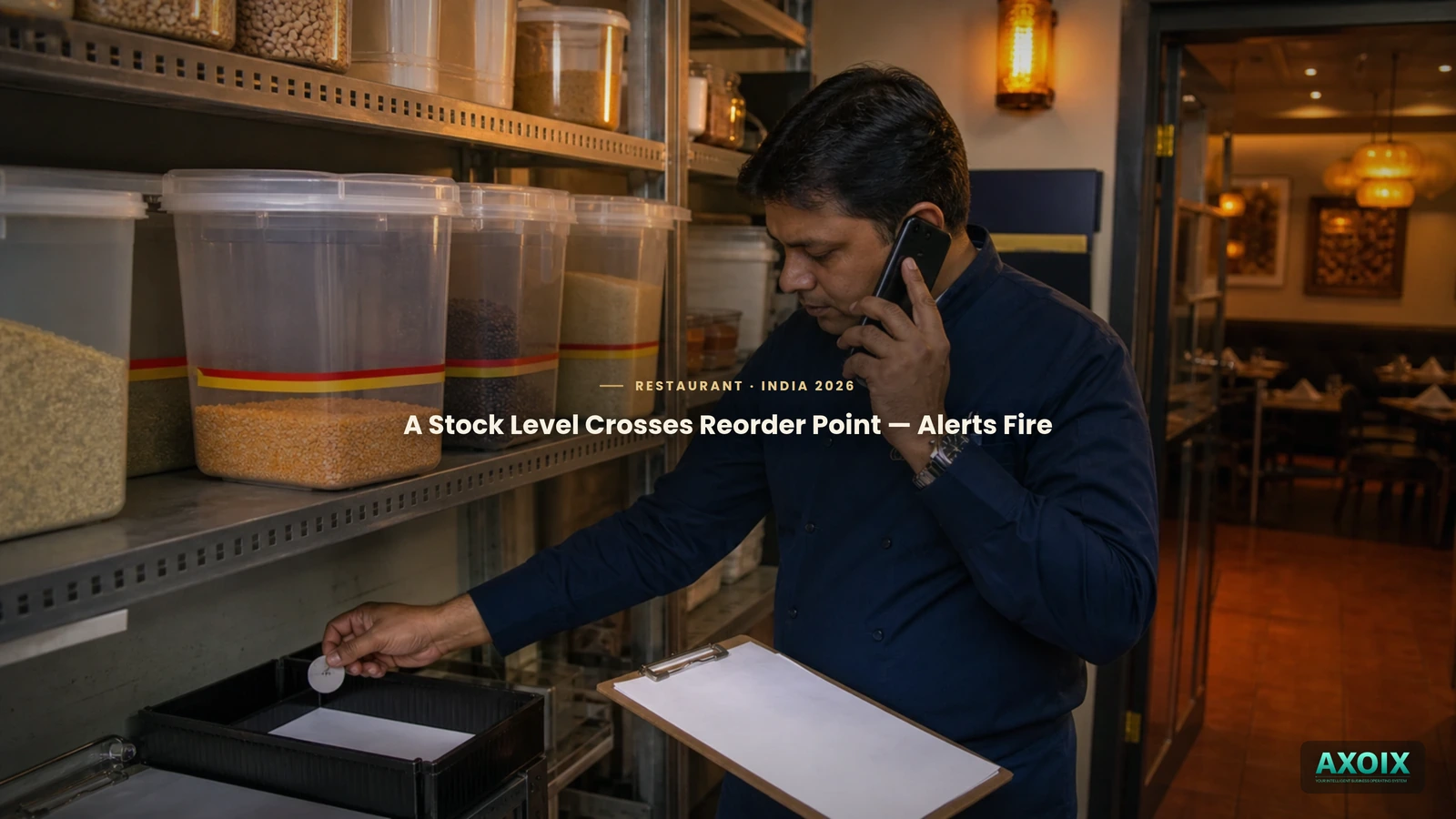 A stock level crossing its reorder point and alerting the right people automatically