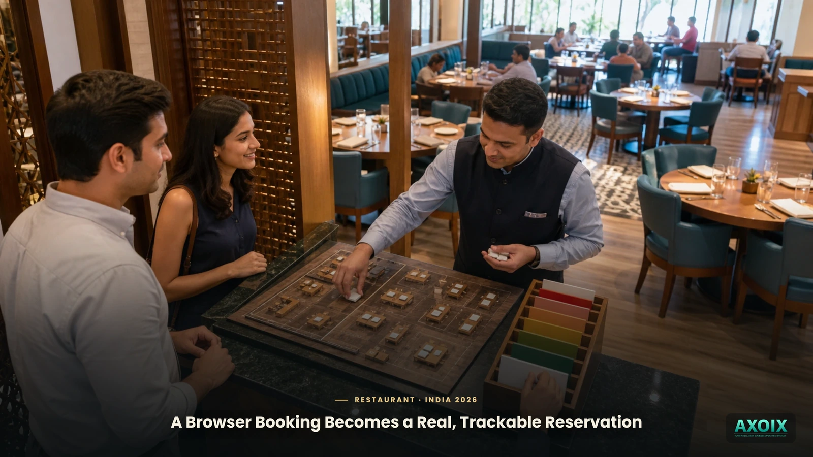 A table booking made from a phone browser becoming a real numbered reservation
