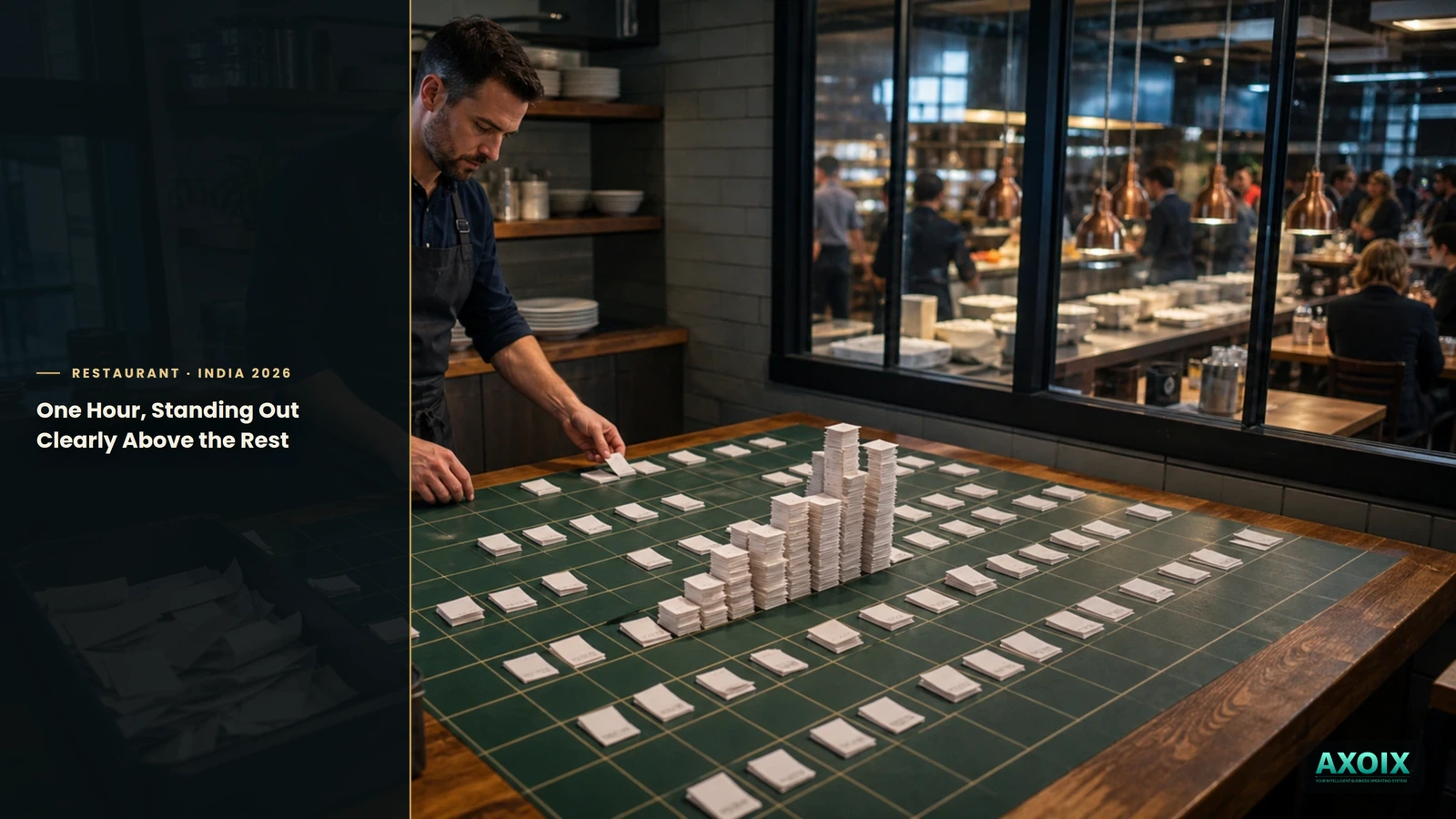 A  week of restaurant activity with one hour standing out clearly above the rest