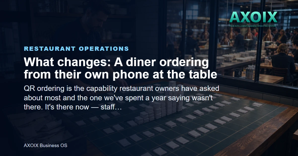 A diner ordering from their own phone at the table