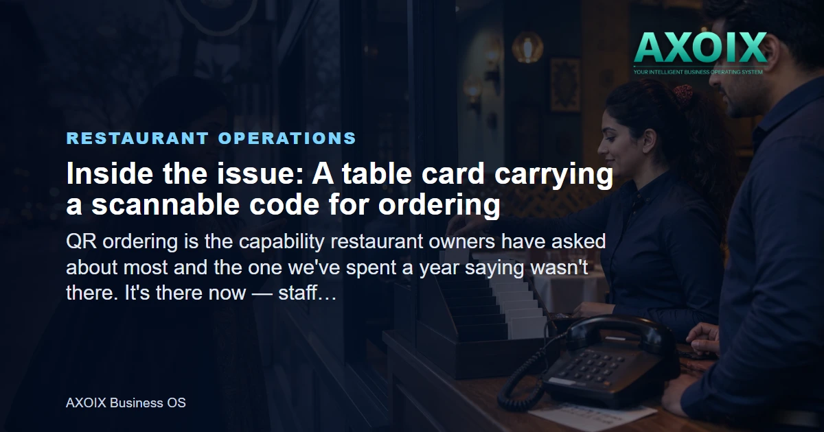 A table card carrying a scannable code for ordering