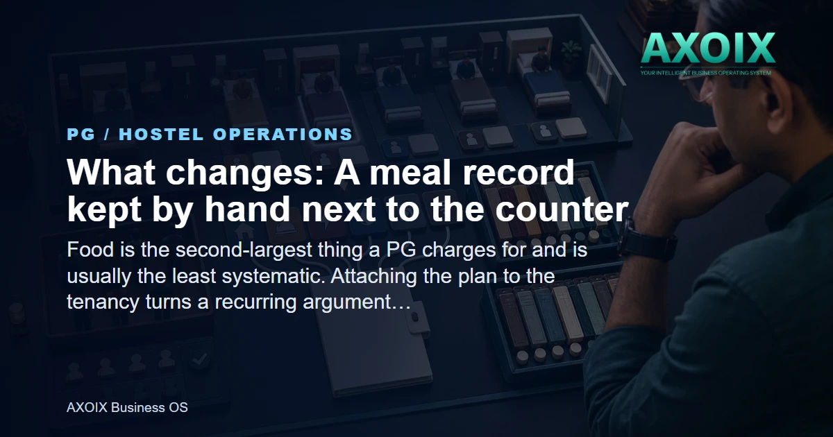 A meal record kept by hand next to the counter