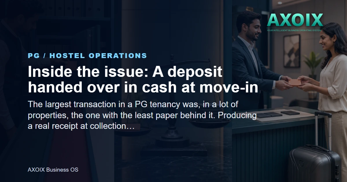 A security deposit collected with a real receipt against it