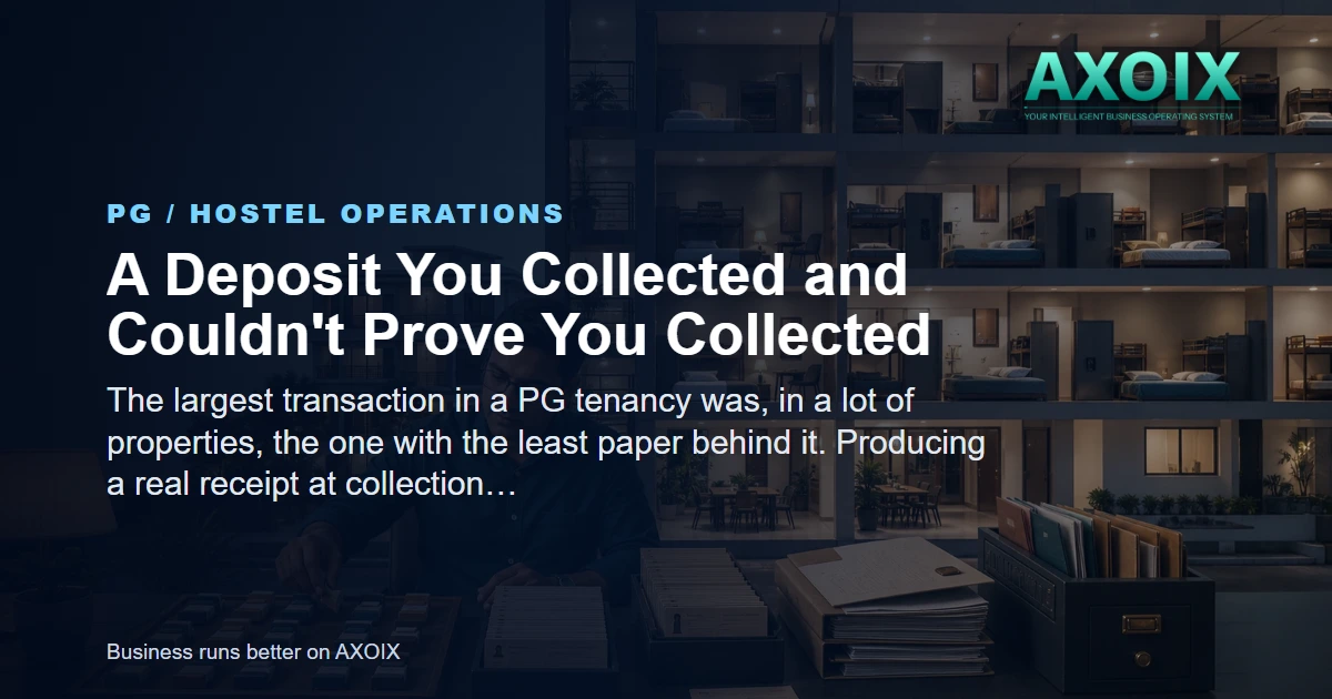 A security deposit collected with a real receipt against it