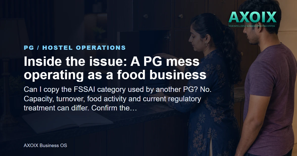 A PG mess operating as a food business