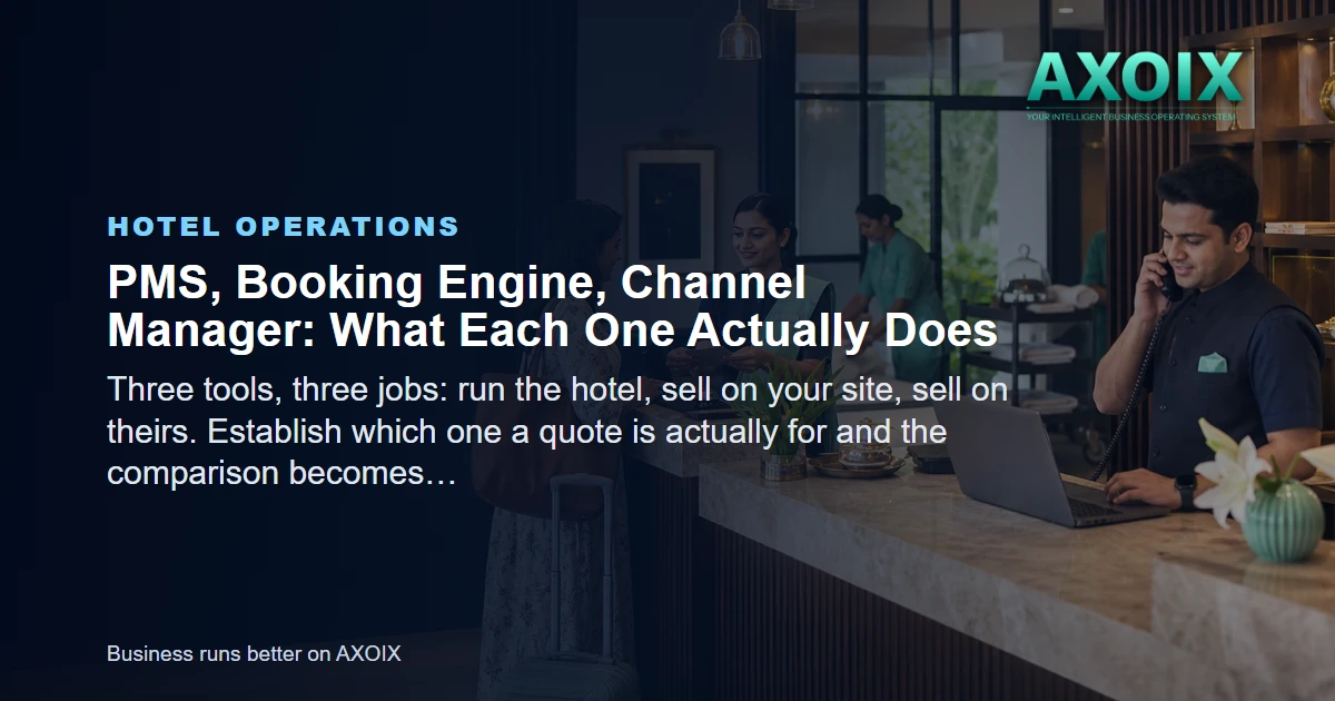 The distinct jobs of a PMS, booking engine and channel manager