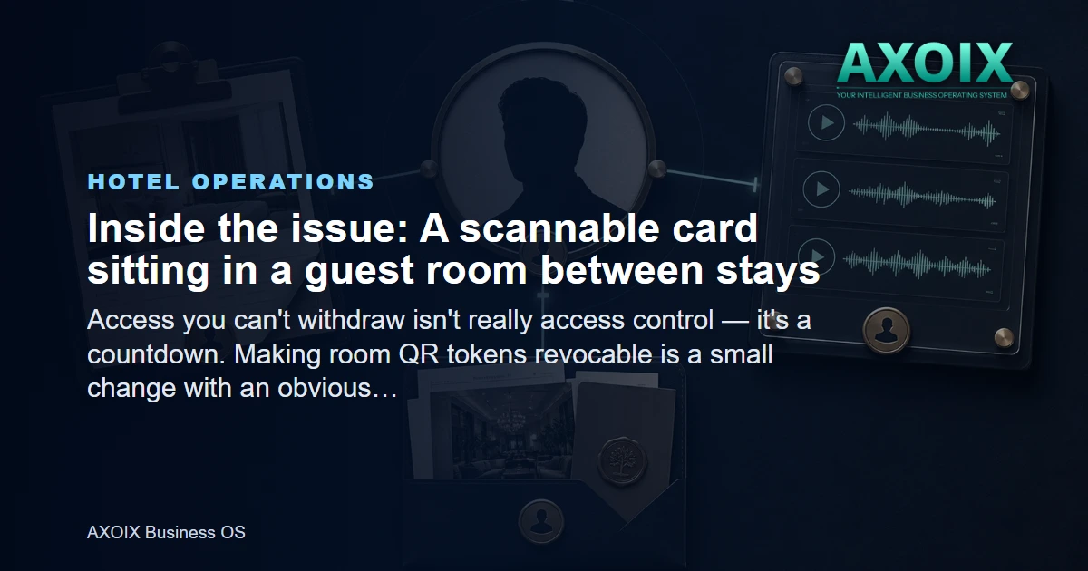 A scannable card sitting in a guest room between stays